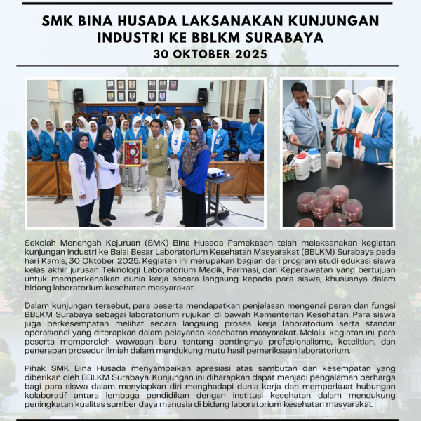 SMK Bina Husada Laksanakan Kunjungan Industri ke BBLKM Surabaya